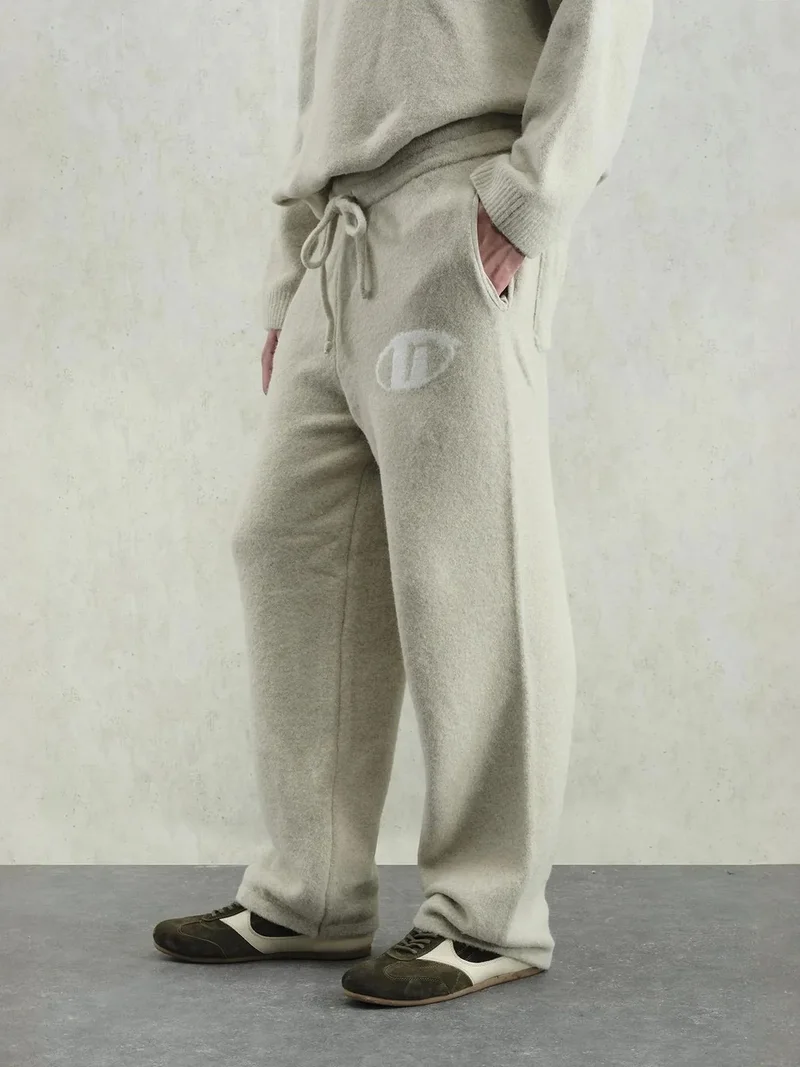 Giesto Beige Natural GIESTO Relaxed Fit Knit Pants with Drawstring Waist for Men | Best Price UAE